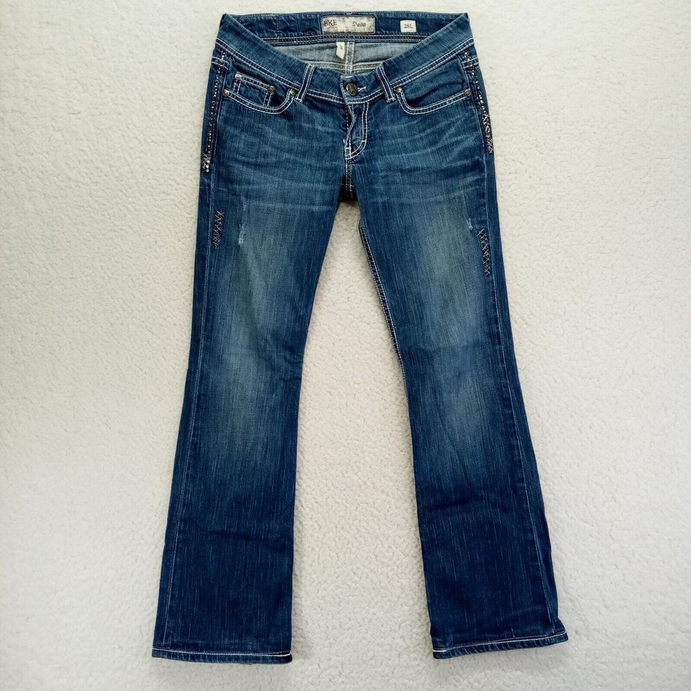 BKE Jeans Stella Womens 28L (28x29* Hemmed) Flare Denim Cotton Blend Dark